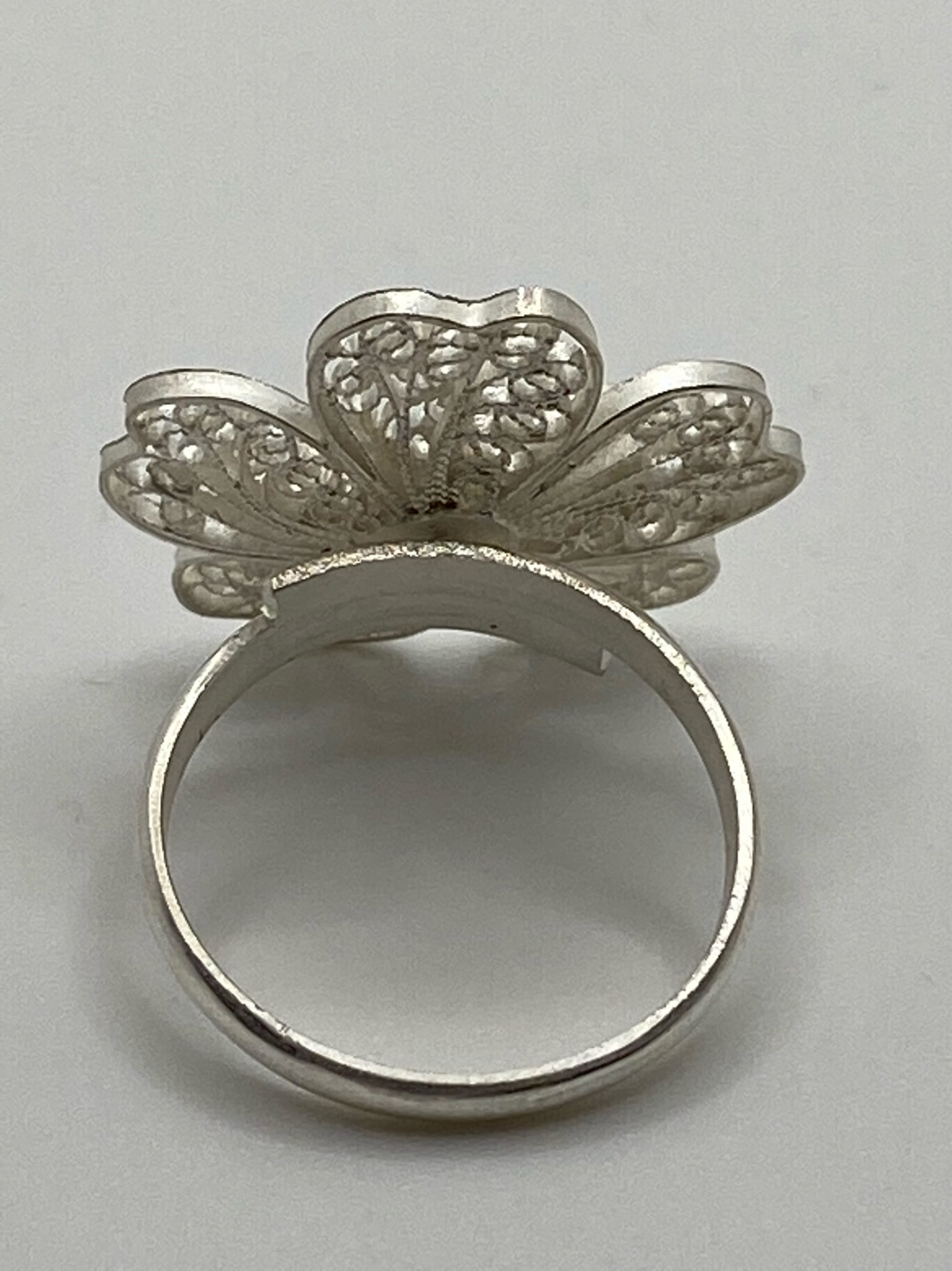 Bague Argent fil fleur en fleur – Image 3