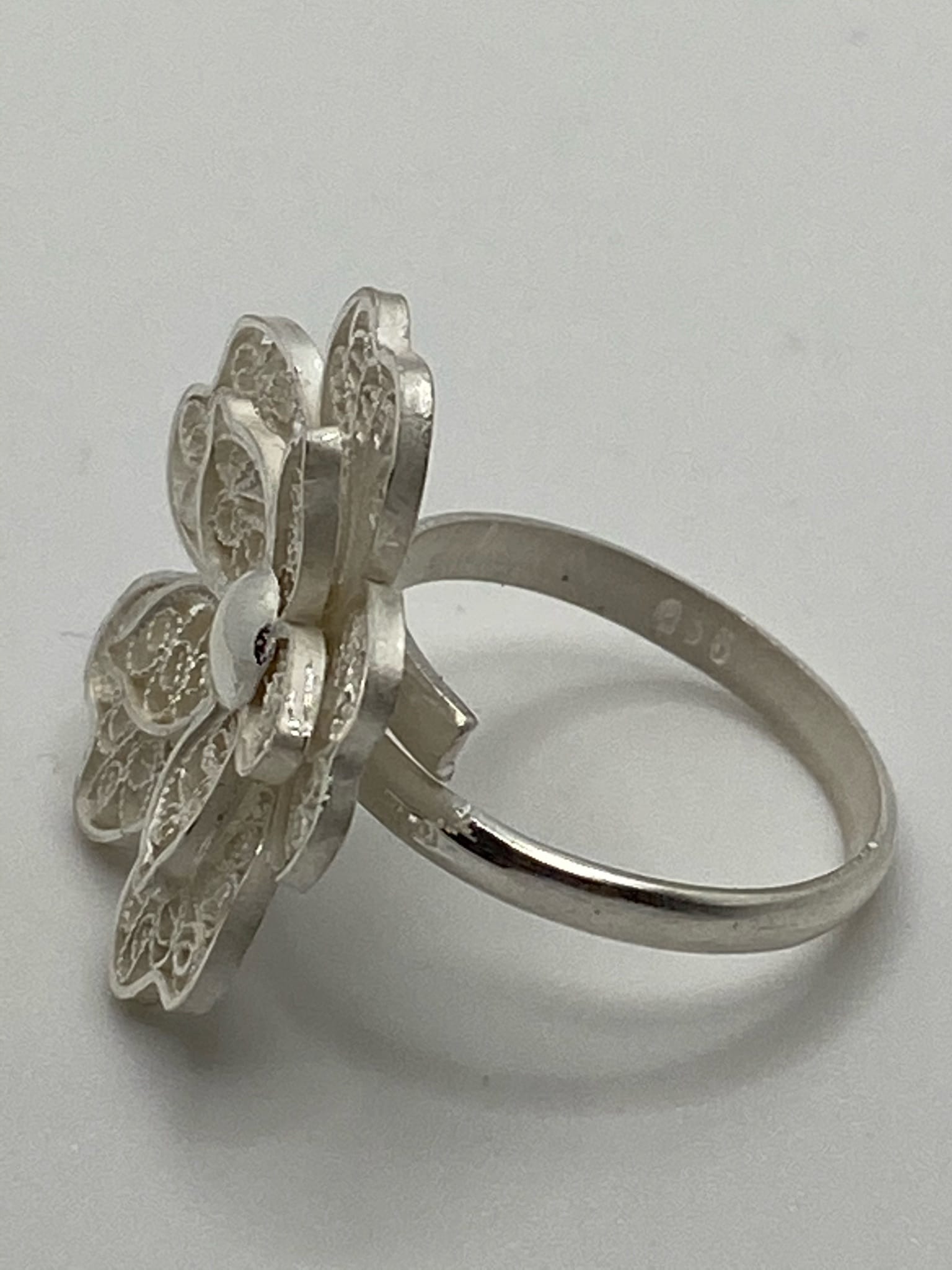 Bague Argent fil fleur en fleur – Image 2