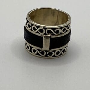 Bague argent Cuir