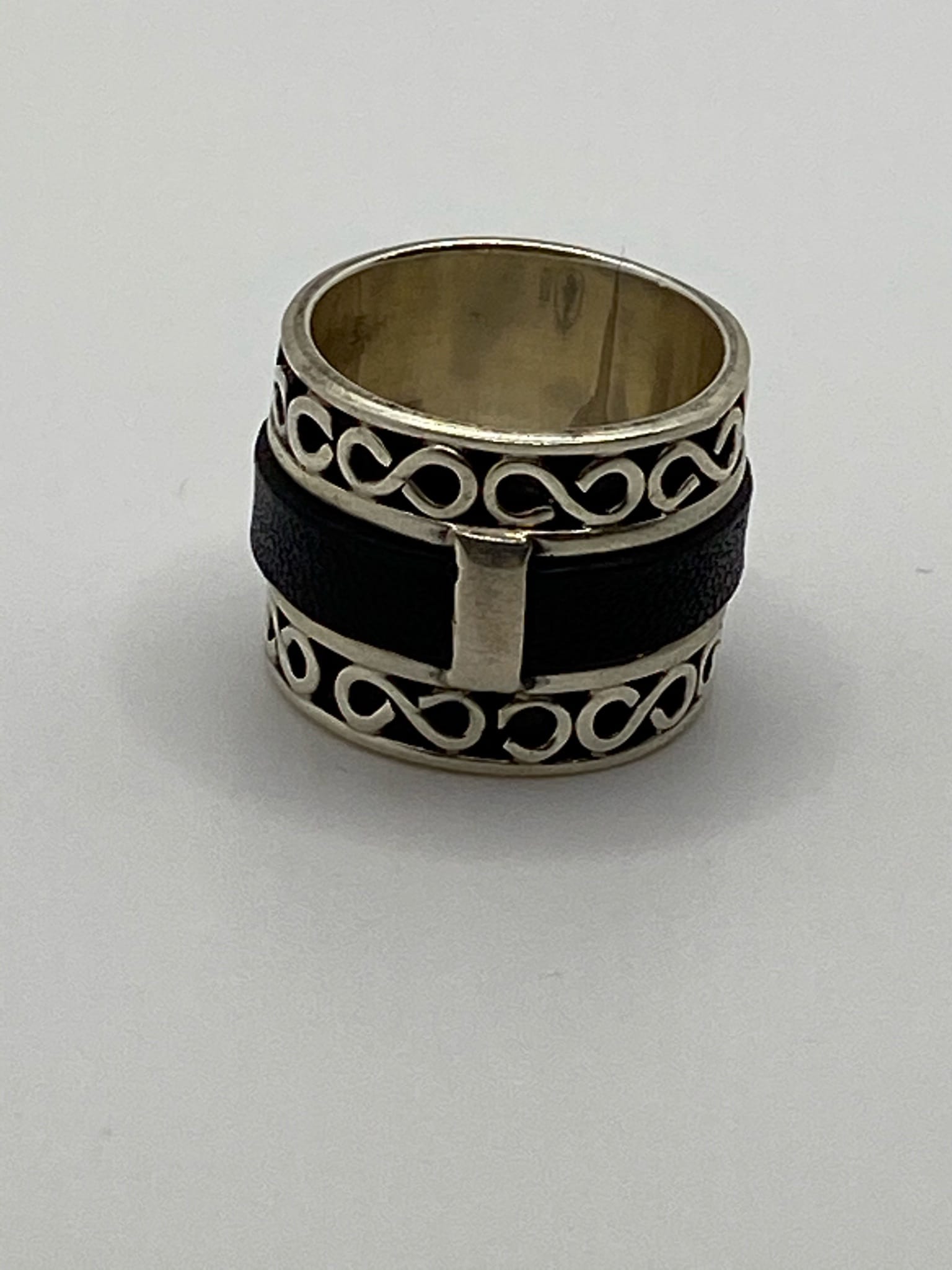 Bague argent Cuir