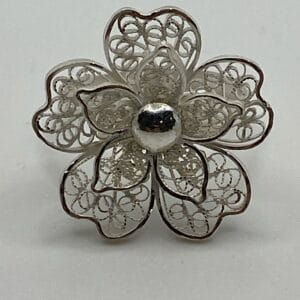 Bague Argent fil fleur en fleur