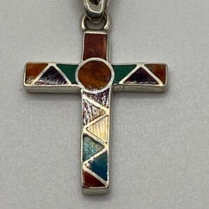 Pendentif Croix pierres naturelles